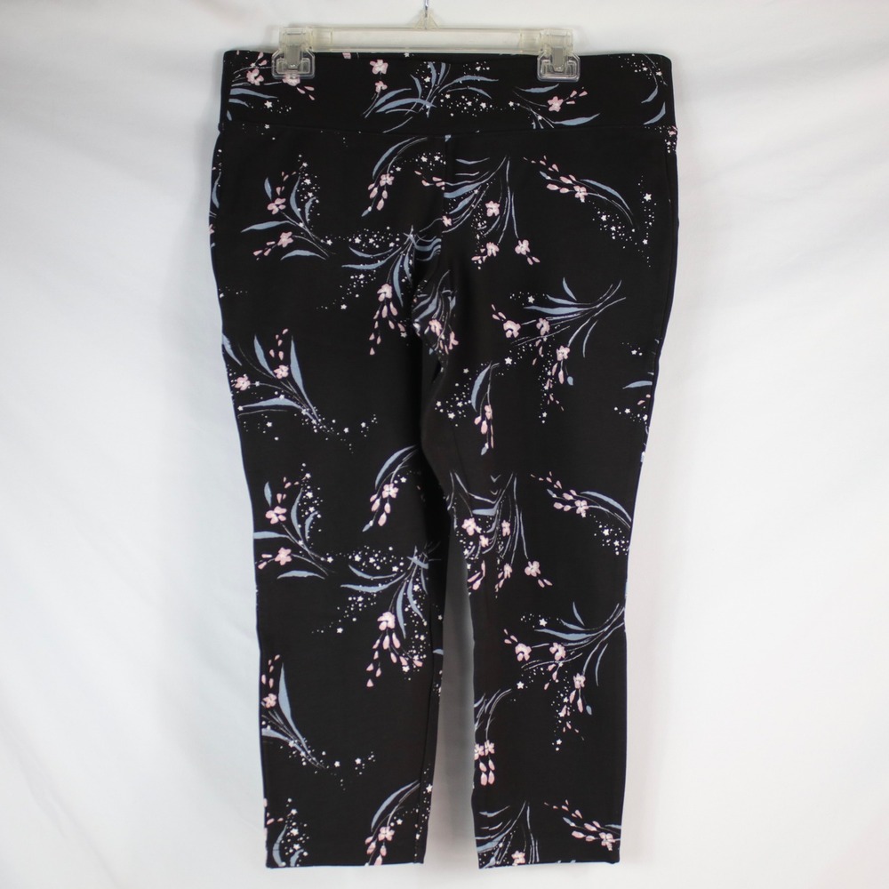 Torrid Black Floral Star Print Crop Leggings Pants Women's Size 0S
